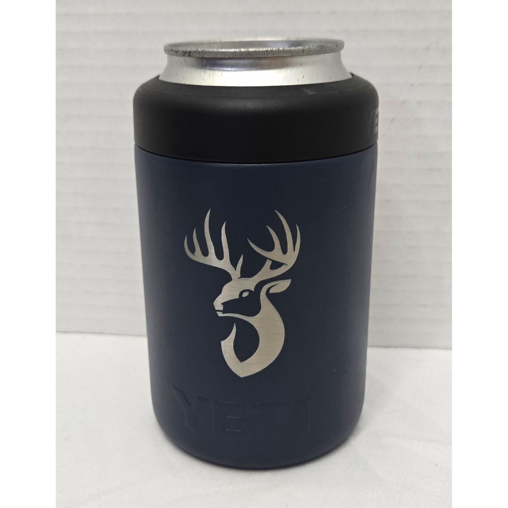 YETI Rambler 12oz Can Colster Cooler - Navy Blue (Custom Deer / KB Engraving)